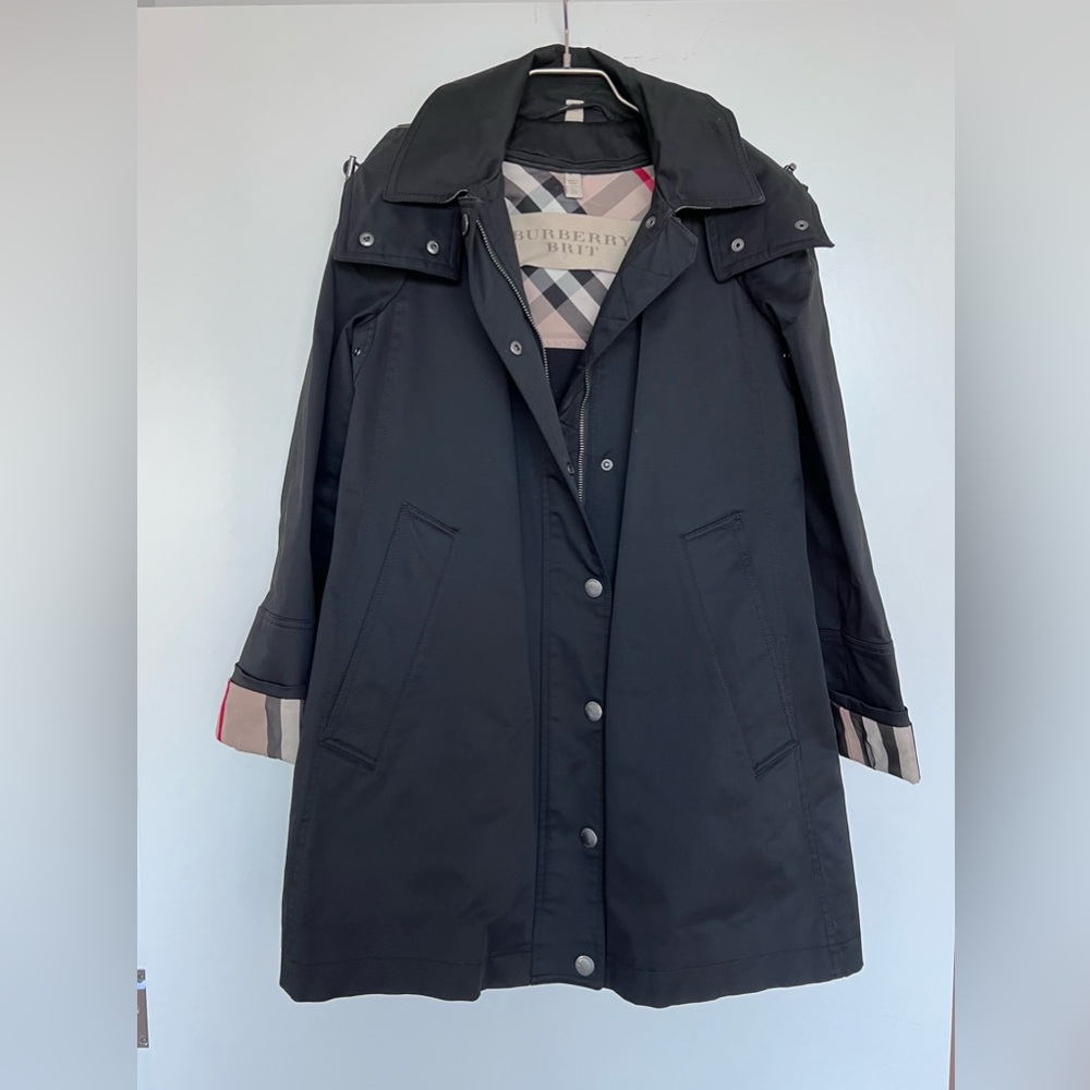 Burberry Dark Trench Coat with Check Lining